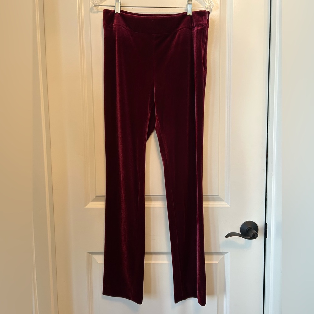 Tahari ASL Burgundy Velour/Velvet Slim, Straight Leg Dress Pants NWTs